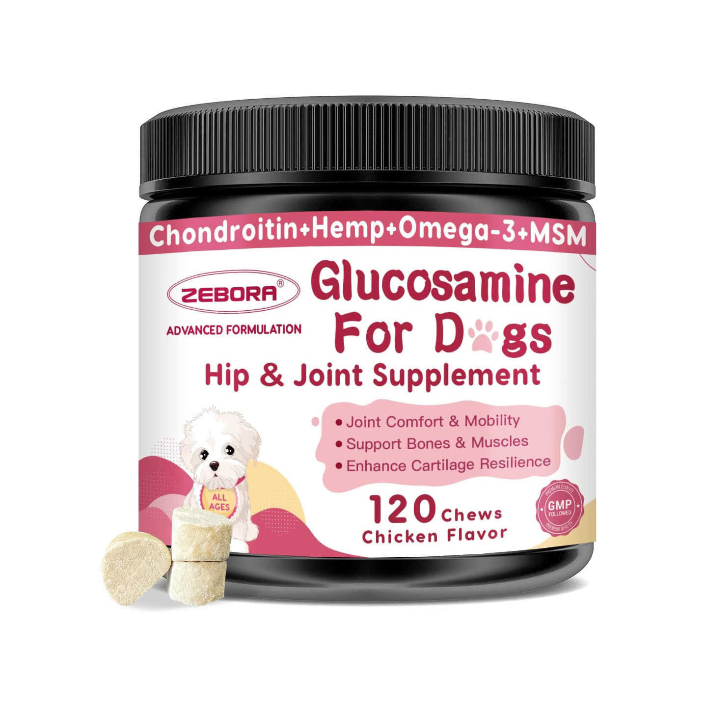 美国直邮 ZEBORA Glucosamine Joint Supplement狗用葡萄糖胺补剂