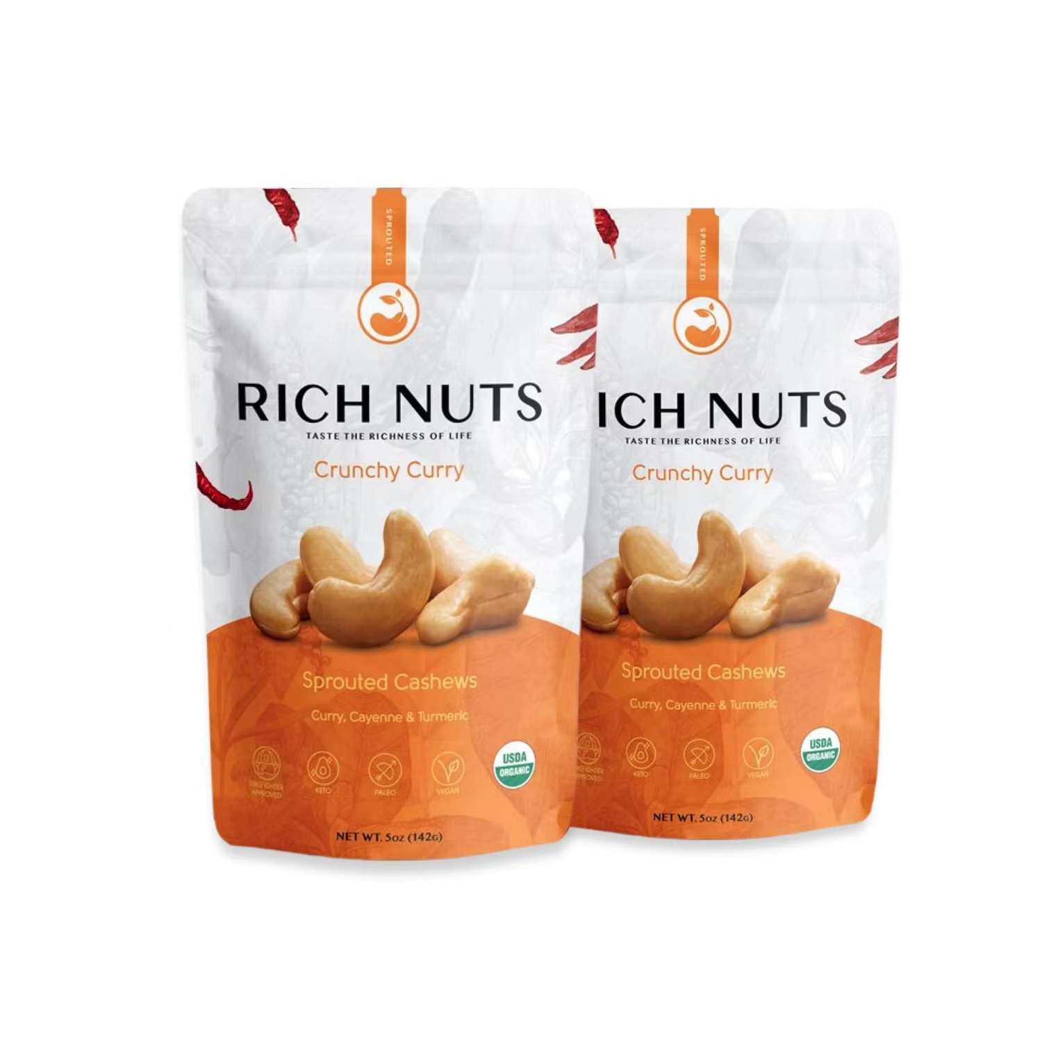 美国直邮 Rich Nuts Crunchy Curry Gourmet Cashews浓郁美味腰果