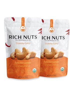 美国直邮 Rich Nuts Crunchy Curry Gourmet Cashews浓郁美味腰果