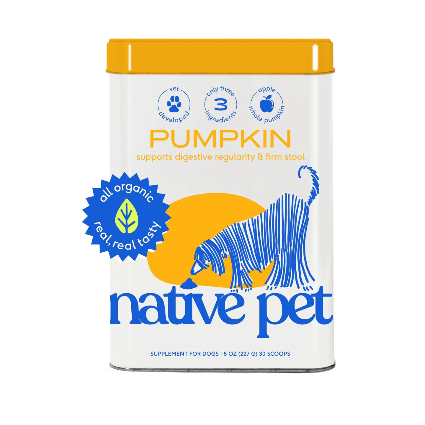 美国直邮Native Pet Organic Pumpkin Dog狗用有机南瓜粉补剂227g