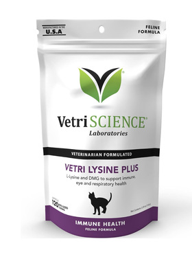 美国直邮 VetriScience Vetri Lysine Plus猫用赖氨酸补充剂120粒