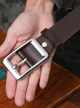 适上FITC整张单层头层牛皮带男真皮针扣男士裤带腰带复古手工休闲