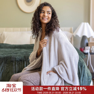 穿身上的毛毯！老美轻奢！Y型披肩式暖和珊瑚绒居家办公毛绒毯子