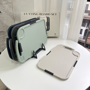 承包你厨房!4件套!生熟分切小麦秸秆菜板防霉双面砧板带沥水架