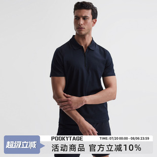 高级百搭 领衔新品 西B牙男轻商务休闲半拉链垂顺针织短袖 POLO衫