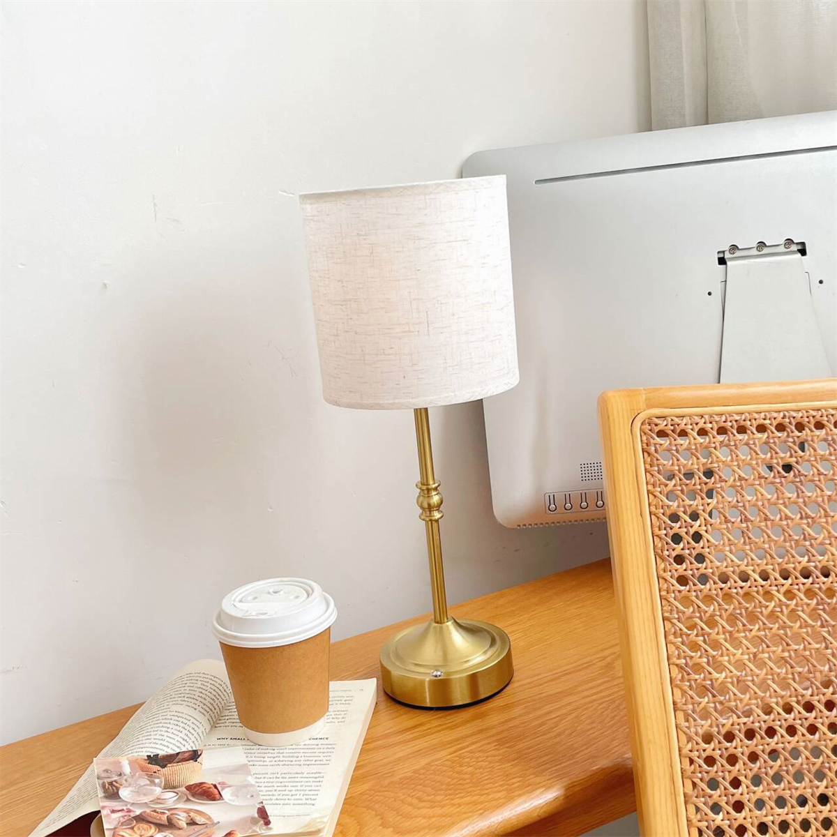 质感控苾入！宝藏好货！轻奢亚麻色灯罩鎏金氛围灯柔光台灯床头灯,家装灯饰光源,氛围灯,淘宝优惠券,粉丝福利购,淘宝优惠卷