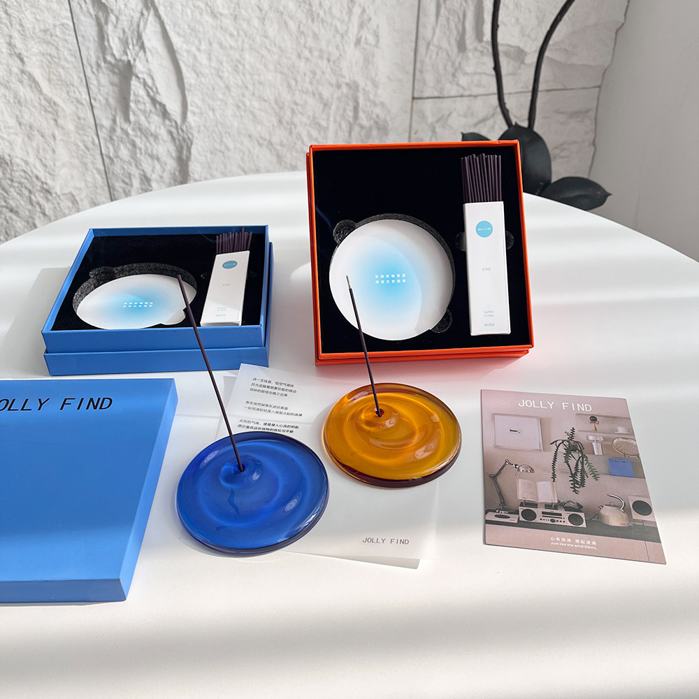 小众高级！礼盒套装！北欧家居美学室内摆件涟漪玻璃香座手工线香,家居饰品,香薰礼盒,淘宝优惠券,粉丝福利购,淘宝优惠卷