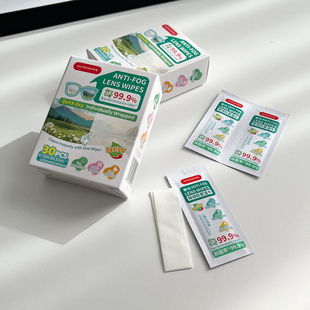 镜片去污湿巾 清洁擦眼镜抗菌便携独立包装 纳米长效防雾 30片装