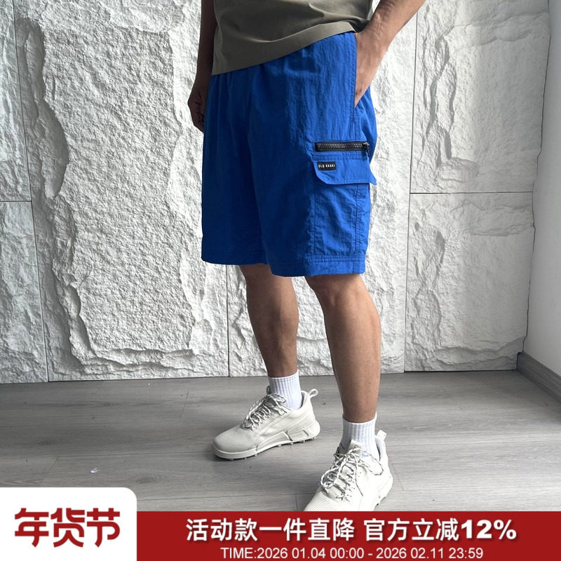 活力蓝 南非小众夏季男士轻量防水网纱松紧腰休闲工装多口袋短裤