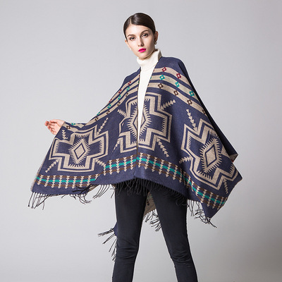 Women shawl front open cape oversize Ladies winter sweater