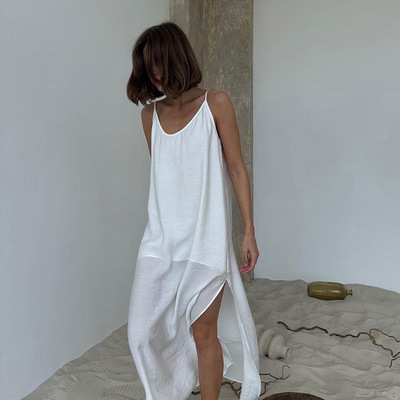 Women pyjamas Loose Nightgown Robe吊带睡裙长裙连体睡衣家居服