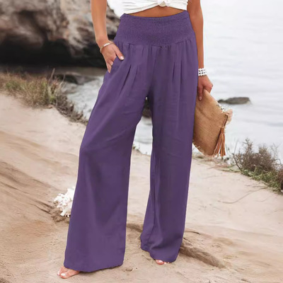 S-5XL Women Pant Loose Ladies Summer Trouser欧美休闲阔腿长裤