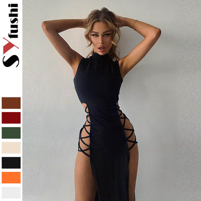 Criss Cross Cut Out Dress Sexy Bodycon Dress Women Clothing