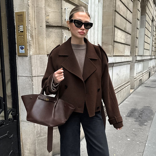 Women Coat Jacket Fashion毛呢外套女通勤时尚大衣夹克宽松女装