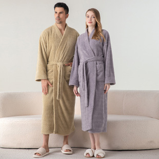 Soft Plush Robe Winter Bathrobe Couples Sleepwear Loungewear