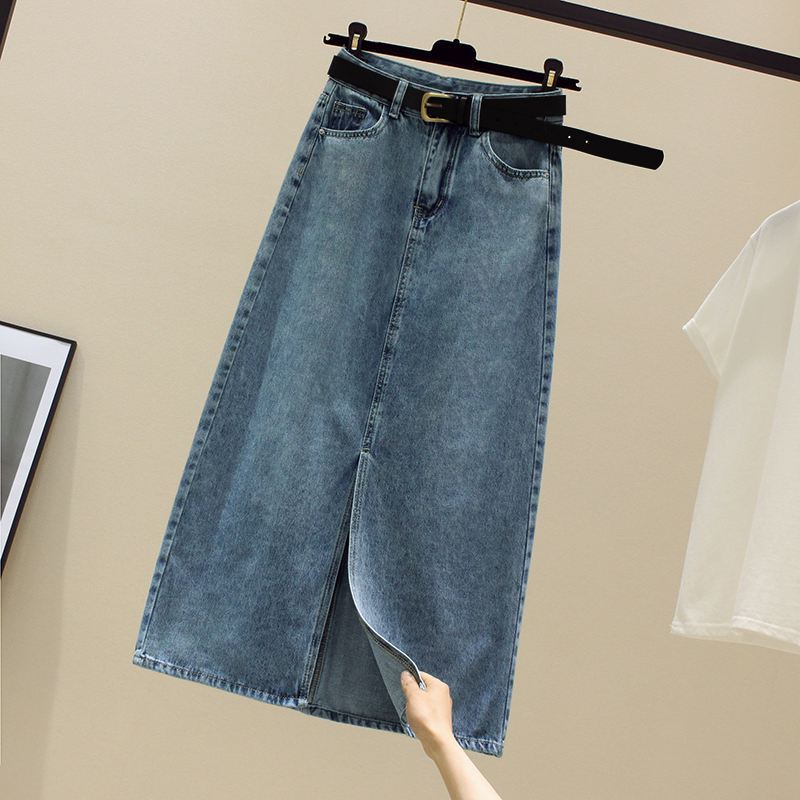 Denim Jean Skirt牛仔半身裙高腰a字小个子显瘦冬裙中长包臀裙子