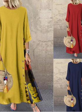 Women Dresses Retro Floral Ladies Clothes欧美复古花卉连衣裙