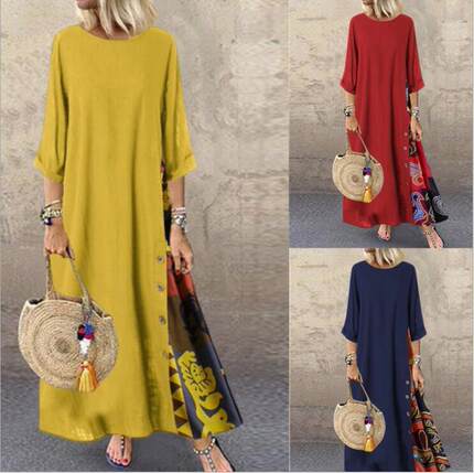 Women Dresses Retro Floral Ladies Clothes欧美复古花卉连衣裙