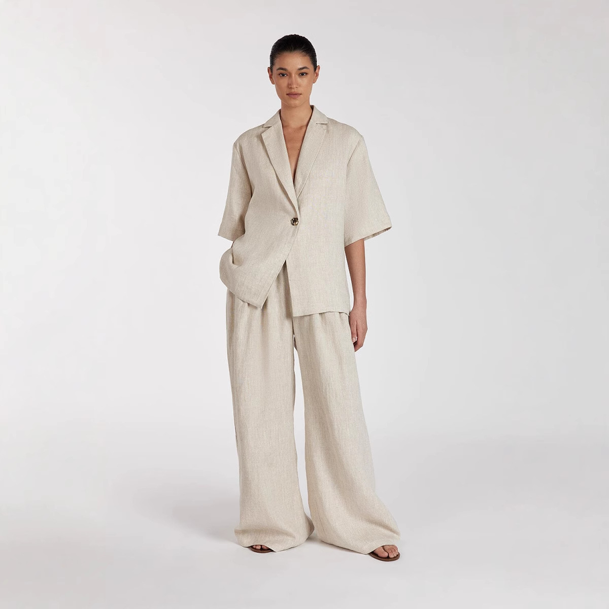 Women Clothes Sets Shirt+Wide Leg Pants开衫上衣阔腿裤两件套