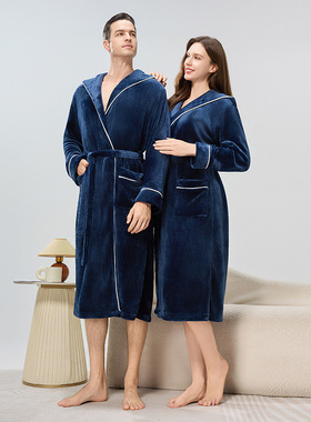 Nightgown Flannel Autumn Winter Sleepwear Men Women Bathrobe