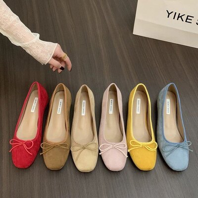 Women Flat Shoes Ladies Footwear内绒面芭蕾舞单鞋女鞋子春秋季