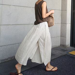 女装 Casual 假两件休闲阔腿九分裤 Pants Trouser 子Women 春夏大码