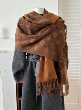 Winter Scarf Shawl Scarves Wraps围巾女冬双面提花披肩加厚保暖