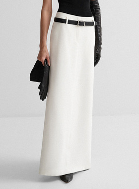 Women White Skirt Elegant Loose白色低腰半身裙女气质通勤a字裙