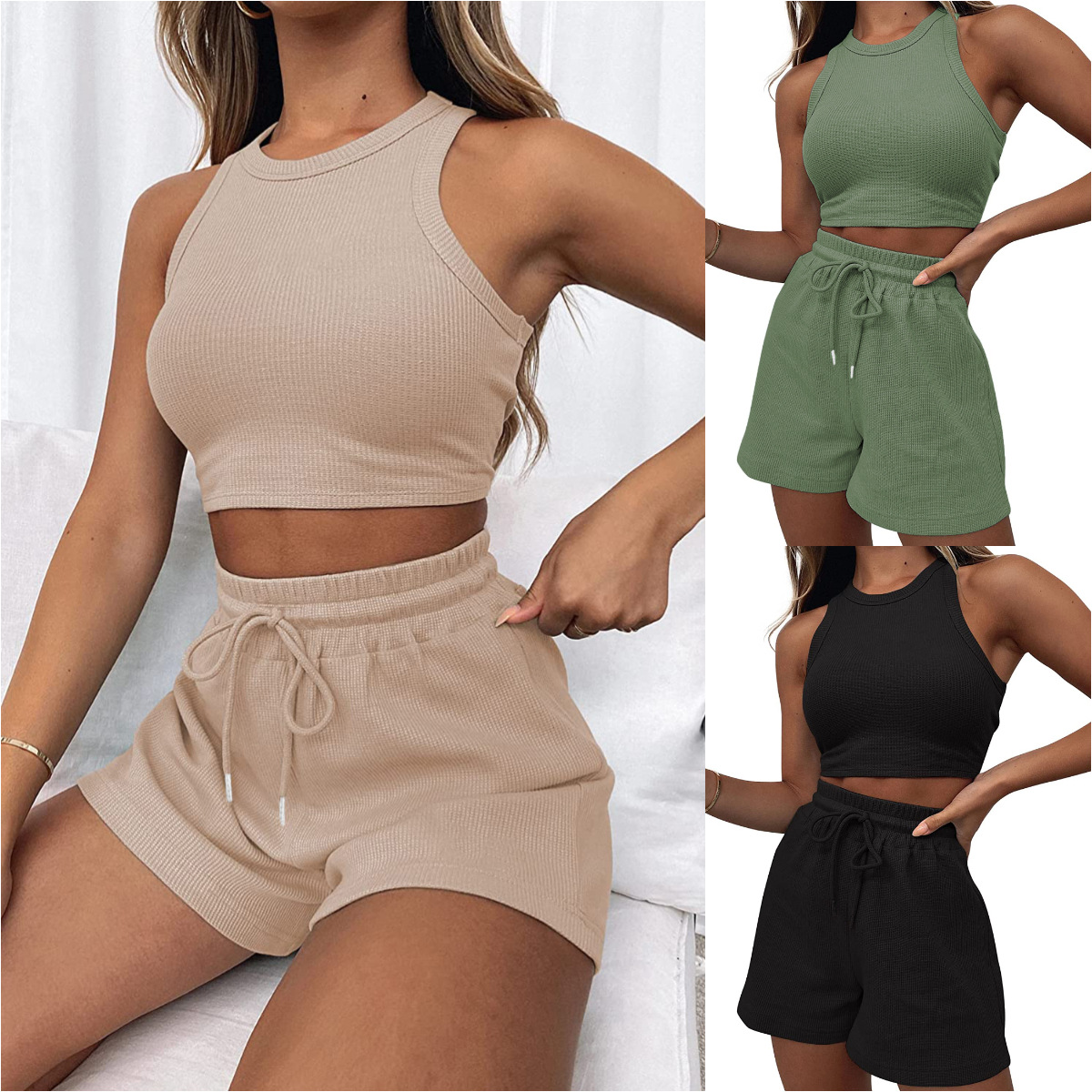 Women Clothes Sets Vest Shorts Женская одежда