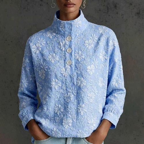 Women Pullover Outwear欧美秋冬休闲百搭立领半开襟落肩头套上衣