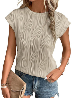 Women T Shirts Blouses Elegant Youth Female Tops纯色夏季t恤