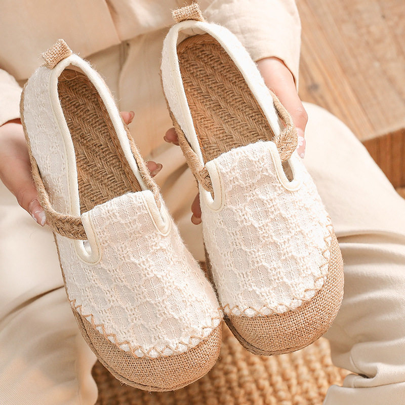 Woman Summer Wedges Canvas Shoes Soft Non Sip Linen Shoe布鞋