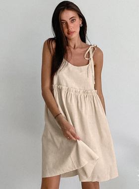 睡衣家居服女Women Cotton Linen Sleepwear Nightdress Homewear