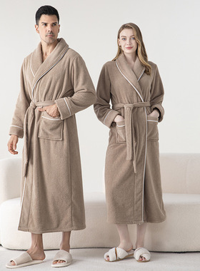 Winter Adult Bathrobe Long Nightgown Winter Coral Pajama睡袍