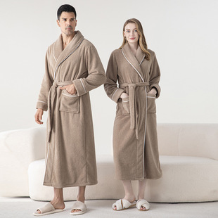 Winter Adult Bathrobe Long Nightgown Winter Coral Pajama睡袍