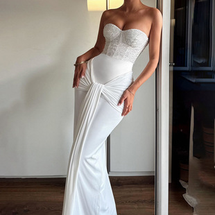 Women Dresses Sexy Tube Top Bodycon Dress抹胸露背包臀连衣裙