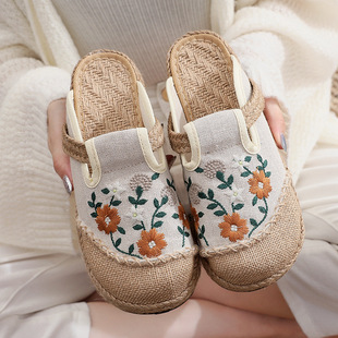 Flat Loafers布鞋 Linen Retro Slip Comfortable Women Shoes