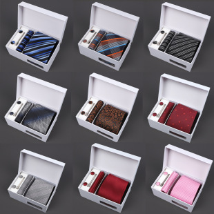Set Men Necktie Tie Formal Cufflink Suit Party Handkerchief