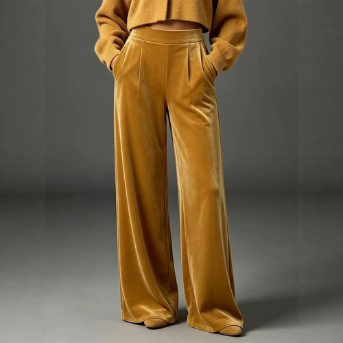 Autumn Women Pants欧美跨境秋冬高腰阔腿裤 垂感丝绒拖地裤女