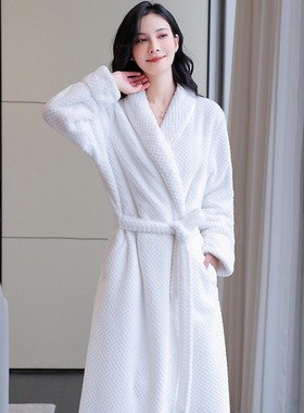 Adult Bathrobe Fall/Winter Long Nightgown Coral Velvet Gown