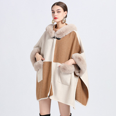 Women Elegant Outwear Poncho Coat披肩斗篷大码针织开衫外套女