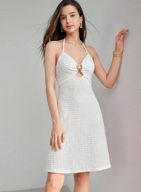 Women Beach Dresses Sexy Summer Dress欧美度假风吊带连衣裙女