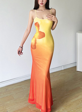 女装街头时尚性感吊带连衣裙Sexy Women Long Dresses Streetwear