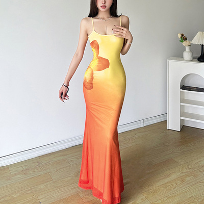 女装街头时尚性感吊带连衣裙Sexy Women Long Dresses Streetwear