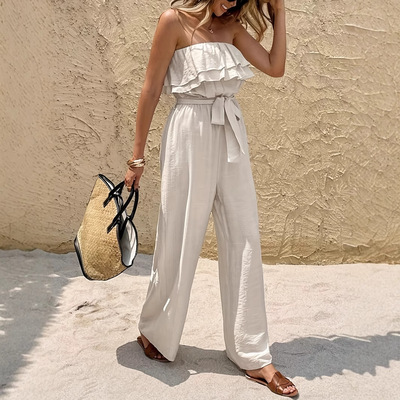 Women Jumpsuit Wide Leg Pants Ladies Romper Playsuit连体长裤