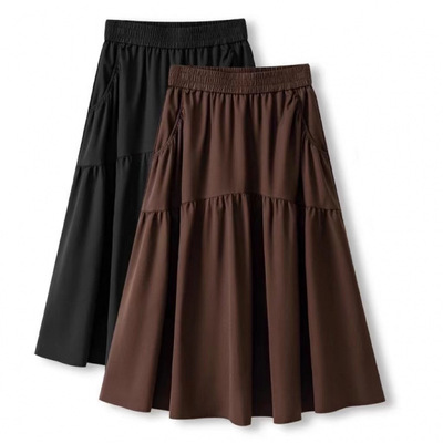 大码慵懒半身裙高腰显瘦大摆裙中长款a字伞裙Long Women Skirts