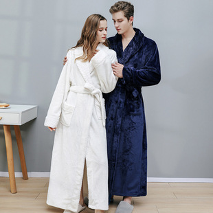 Men/Women Bathrobe Sleepwear Winter睡袍女秋冬长款珊瑚绒加厚