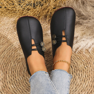 Women Loafer Shoes Footwear单鞋女圆头浅口一脚蹬大码43女鞋