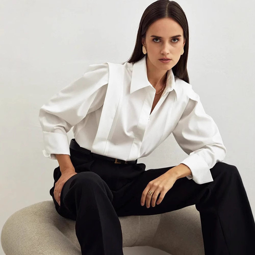 Women Shirt Elegant Fashion OL Clothes欧美通勤显瘦衬衫女春季
