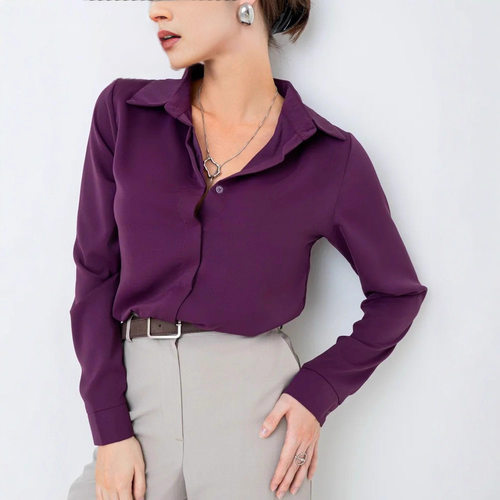 Women Elegant Tops Shirt欧美长袖衬衫上衣薄款修身高档显瘦气质